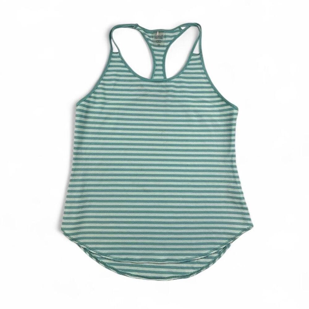 Calia Carrie Underwood Teal Striped Mesh Racerback Tank Top Women’s M Activewear